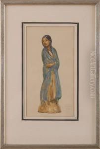 Figurine Of A Young Maiden by Francis Luis Mora