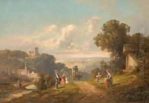 Romantische Landschaft Mit Postkutsche by Willy Moralt