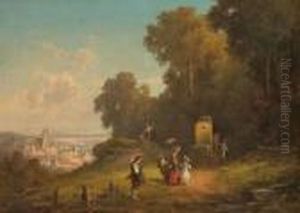 Landschaft Mit Gelber Postkutsche by Willy Moralt