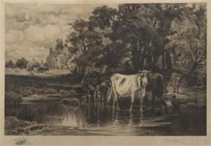 Cows Watering by Edward Percy Moran