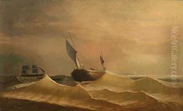 Grain Ship Approaching In A Rough Sea - view 1