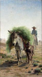 Southwestern Scene With Donkey Loaded With Harvest, And Rider by Peter Moran
