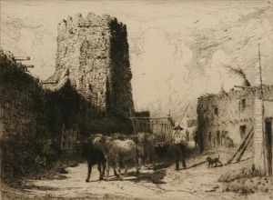 Church Of San Miguel And A Pueblo House, Santafe by Peter Moran