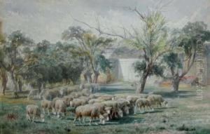 Sheep Grazing In A Field by Peter Moran