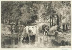 The Pool; [cows Drinking From Pond]; [sheep Grazing]; [the Returnhome] by Peter Moran