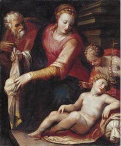 The Holy Family With The Infant Saint John The Baptist by Francesco Morandini da Poppi