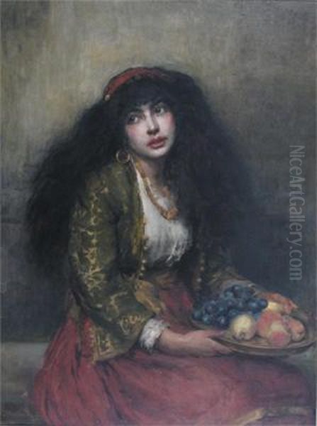 A Gypsy Girl With A Bowl Of Fruit - view 1