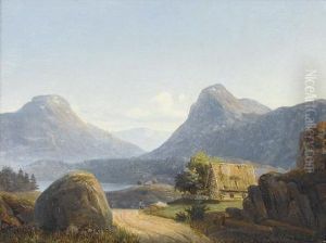Sonnige Gebirgspartie Mit Hutte