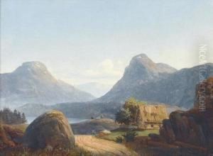 Gebirgspartie Mit Hutte.