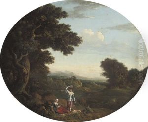 An Italianate River Landscape With Figures In The Foreground An Italianate River Landscape With Figures In The Foreground