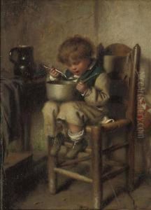 A Boy Eating Porridge by Charles Moreau