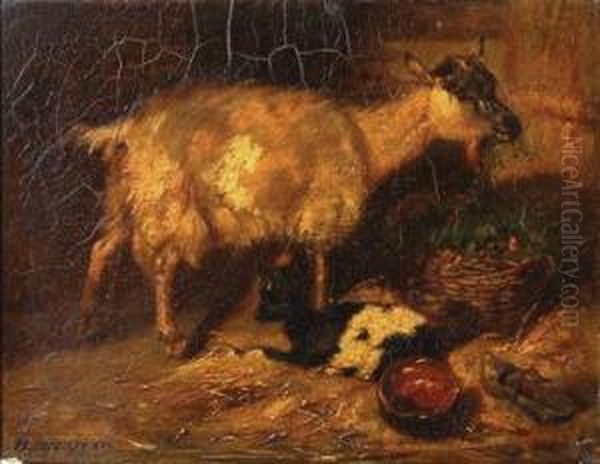 Goat And Kid In A Stall - view 1