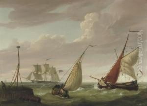 On Choppy Water Near The Dutch Coast by Casparus Johannes Morel