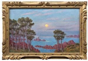 Coastal Landscape In The South Of France by Adelin Charles Morel De Tanguy