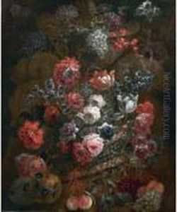 Panier De Fleurs Et Fruits by Jean-Baptiste Morel