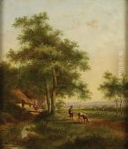 Landschap Met Koeien En Personages