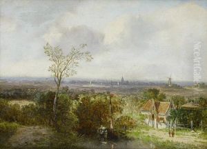 Extensive Landscape With Figures; River Scene With Fisherman, A Pair by Jan Evert Morel