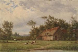 Open Landscape With Cows And Decorative Figures