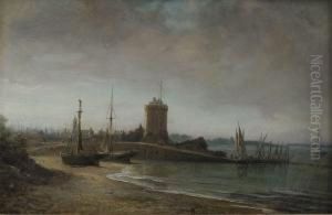 Hamnmotiv Fran Algeriet by Antoine Leon Morel-Fatio