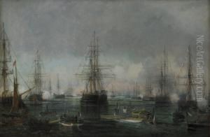 The Russian Fleet In Krim by Antoine Leon Morel-Fatio