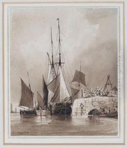 Ships At Rouen by Antoine Leon Morel-Fatio