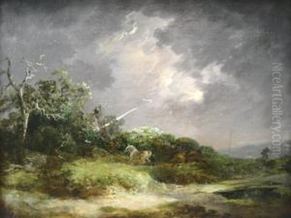Horses In Field, Storm Approaching - view 1