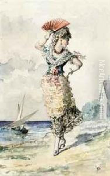 A Lady In Regional Costume, Holding A Fan - view 1