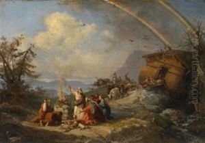 Prayer Of Thanks After Disembarking From Noah""""s Ark by Domenico Morelli