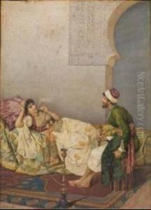 Odalisca Con Narghile by Domenico Morelli