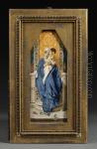 The Madonna Seated In A Tiled Great Chair Holding The Christ Child, With Rose Stems Scattered At Her Feet - view 1