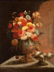 Bodegon De Flores Y Aves
