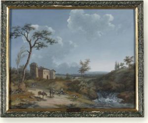 Italianate Landscape With Peasants By A Waterfall
