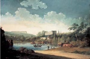 Paysage Anime Avec Un Etang Et L'aqueduc De Marly