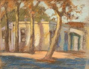Tree Lined House In Autumn by Mary Deneale Morgan
