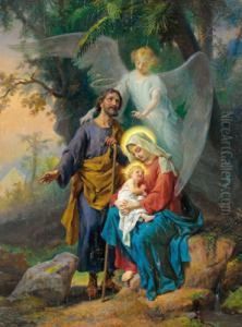 Rast Auf Der Flucht Nach Agypten by Luigi Morgari
