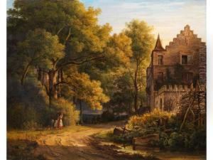 Jagdschloss In Waldlandschaft by Christian Bernhard Morgenstern