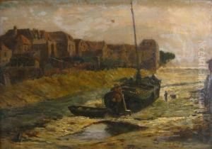 Barge Aground At Low Tide