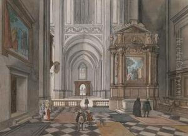 A Church Interior With A Figure Staffage - view 1