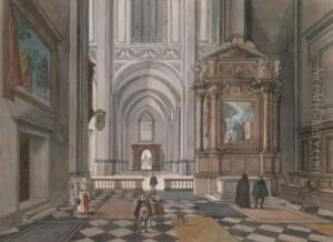 A Church Interior With A Figure Staffage by Johann Friedrich Morgenstern