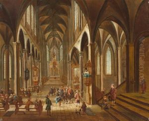 Church Interior With Figures.