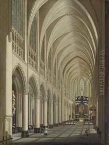 The Interior Of A Gothic Cathedral by Johann Ludwig Ernst Morgenstern