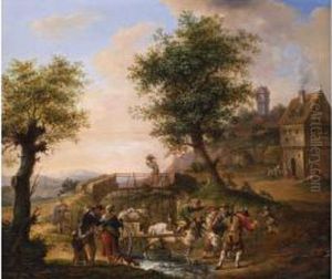 Wandermusikanten Auf Dem Weg Ins by Johann Ludwig Ernst Morgenstern