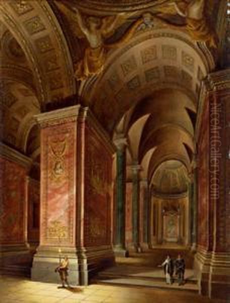 Interno Di Chiesa Barocca Con Figure - view 1