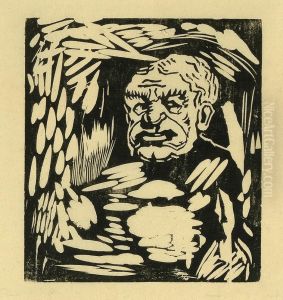 Mannerkopf by Wilhelm Morgner