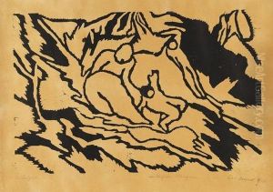 Die Sandgrube. by Wilhelm Morgner