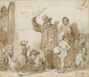 Wanderkunstler Mit Dressierten Hunden. by Giuseppe Moricci