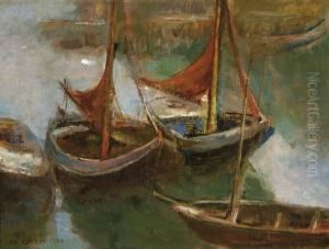 Moored Boats By The Oude Werf In Veere