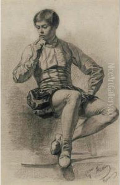 Seated Young Man In Renaissance Costume - view 1