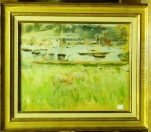 Bateaux Bords De Riviere by Berthe Morisot