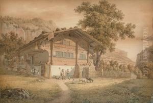 Figures Before A Chalet